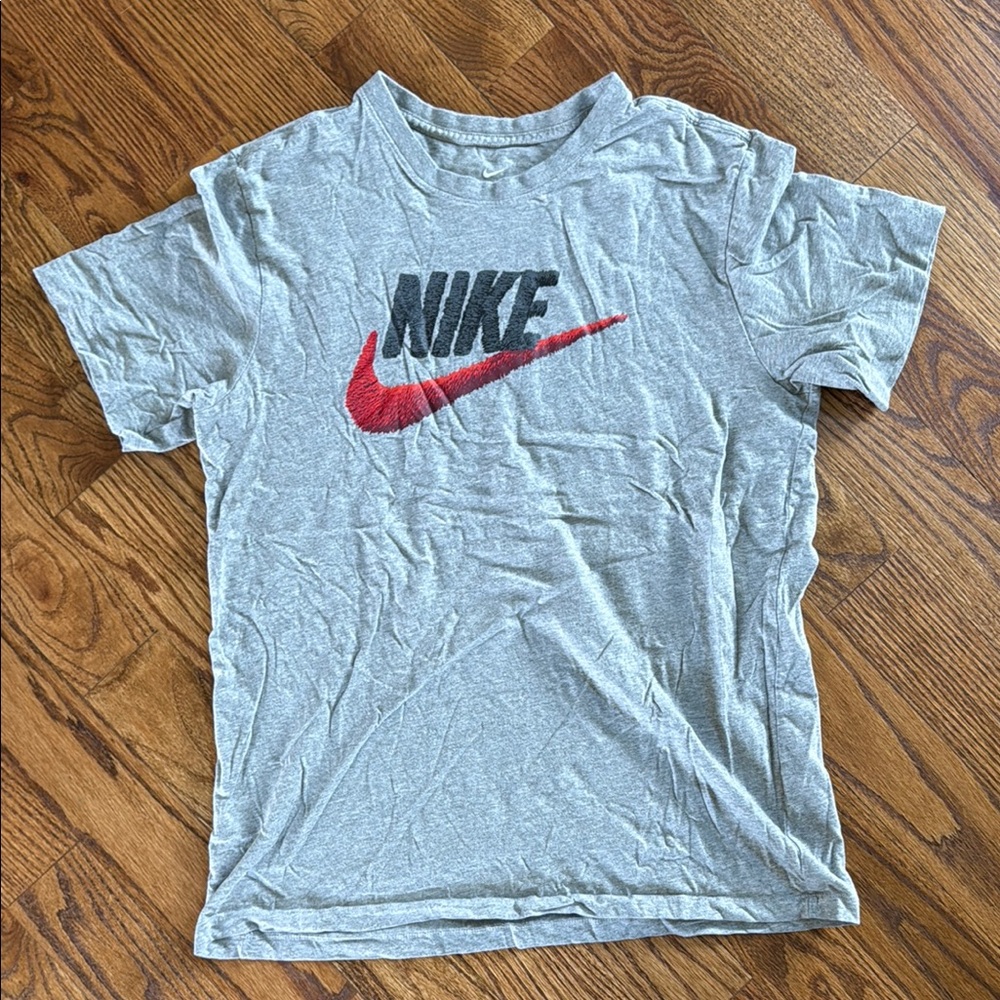 Nike Heather Gray Tee with Red Swoosh